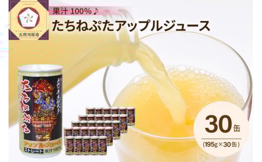 青森りんごジュースストレート100%果汁(1箱30本入)たちねぷた缶【ねぶた立佞武多】缶りんごジュース青森県五所川原市13000お茶・飲料果汁・野菜飲料