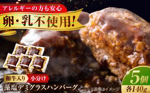 【スピード発送】冷凍 肉 和牛 入り 藻塩 ハンバーグ( デミグラス ) 5個 セット 広島県福山市/有限会社池口精肉店 ハンバーグ 黒毛和牛 国産 おかず 湯煎 ギフト 贈答 デミグラスソース 惣菜