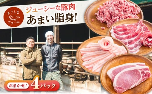 豚肉 うつみ潮風豚 精肉おまかせ4パックセット(1P/180g〜280g) 豚肉 スライス 肉 お肉 にく 食品 国産 人気 おすすめ 広島県福山市/株式会社横島ファーム ふるさと納税 訳あり ではない ブラ