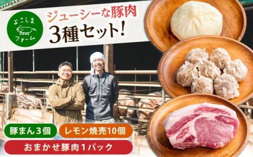 惣菜 豚まん・瀬戸田のレモン焼売・おまかせ豚肉セット 各1パック(180g〜280g) 惣菜 詰め合わせ 豚まん シュウマイ 産地直送 肉 お肉 にく 食品 ギフト セット 広島県福山市/株式会社横島フ
