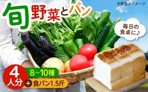 愛菜連のおまかせ野菜パック(4人用)と愛菜連ブレッド(食パン1.5斤)のセット 野菜詰合せ 旬 旬の野菜 野菜セット 産地直送 ミネラル ビタミン 豊富 パン 食パン 広島県福山市/マルフク