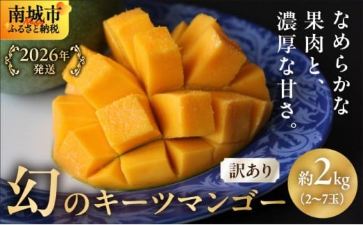 【2026年発送】<訳あり・ご家庭用>幻のキーツマンゴー約2kg(白箱)2玉〜7玉沖縄県南城市15000果物・フルーツマンゴー・パイナップル