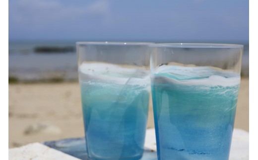 波アートグラス 400ml ペア DP12沖縄県南城市26000雑貨・日用品食器・グラス