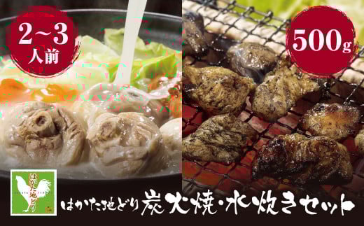 W12-05 はかた地どり 炭火焼500g&水炊き(2〜3人前)セット ★レビューキャンペーン開催★福岡県福智町26000鍋セット・総菜・加工食品カレー・シチュー