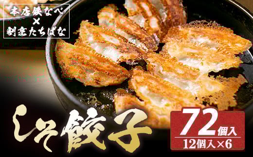 W02-16 大容量! 本店鉄なべ×割烹たちばな しそ餃子72個 国産 肉 餃子 ぎょうざ ギョーザ ギョウザ 小分け 人気 餃子 おすすめ 餃子 冷凍 おかず おつまみ 割烹 名店 ご当地グルメ福岡県福智町
