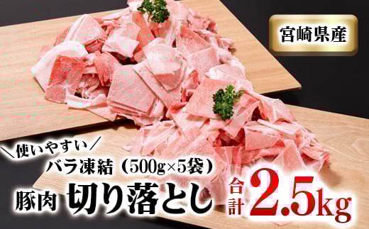 宮崎県産豚肉 2.5kg 小間切れ  小分け5パック<1.1-17>★宮崎県西都市12000肉豚肉