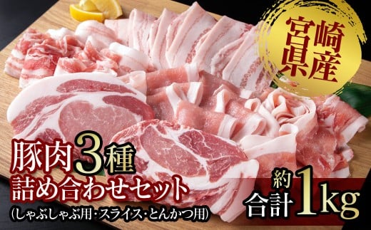 宮崎県産豚肉3種 詰め合わせセット 小分け しゃぶしゃぶ用・スライス・とんかつ<1-274>★宮崎県西都市11000肉豚肉