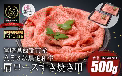 【最高品質のA5等級 西都和牛】黒毛和牛肩ローススライス すき焼き 焼きしゃぶ500g (250g×2)小分け 宮崎県産<1.2-20>【カミチクファーム】牛肉★宮崎県西都市13000肉牛肉