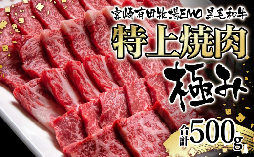 【お歳暮ギフト】黒毛和牛稀少部位を含む 特上焼肉極み500g 有田牧畜産業ブランドEMO牛 牛肉 焼肉 国産牛肉<1.8-23>【年内発送】ご自宅用でもどうぞ宮崎県西都市18000肉牛肉