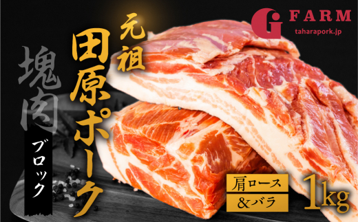 国産 豚肉 ブロック 肩ロース・バラ 食べ比べ 1kg×2 計2kg 田原ポーク愛知県田原市23000肉豚肉