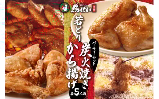 鳥せい本店の若どり炭火焼き&から揚げ パーティーセット おかずやおつまみに やわらかジューシー 温めるだけ_S004-0002北海道清水町41000肉鶏肉