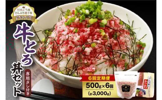 【6回定期便】人気の牛とろ丼セット 500g 専用タレ付き_S006-0070北海道清水町147000肉その他 肉