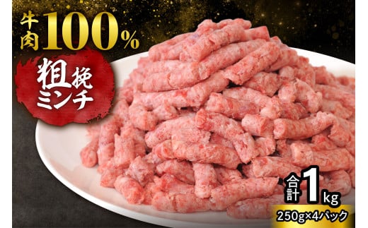 【250g×4パック 計1kg】ハンバーグに!メンチカツに!用途いろいろ 粗挽き!100% 牛肉 ミンチ!北海道産牛ひき肉!_S006-0052北海道清水町10000肉牛肉