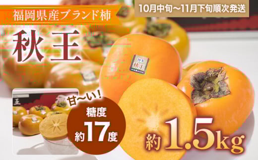 福岡県産ブランド柿「秋王」 秋王・柿 約1.5kg(4-6玉)福岡県志免町17000果物・フルーツその他 果物・フルーツ