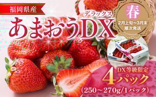 福岡産【春】あまおうDX(デラックス)4パック いちご 苺 果物 フルーツ 九州産 福岡県産 冷蔵  【2月上旬発送開始予定】 イチゴ フルーツ 果物 くだもの ブランド 国産 甘味 果汁福岡県志免