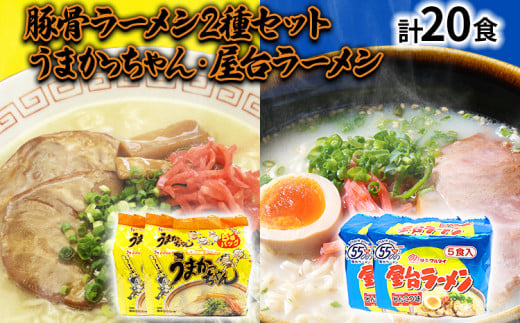 九州の味豚骨ラーメン2種×10食セット(合計20食:うまかっちゃん10食・屋台ラーメン10食)お取り寄せグルメ お取り寄せ 福岡 お土産 九州 福岡土産 取り寄せ グルメ 福岡県福岡県志免町13000