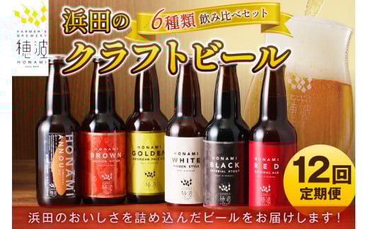 【定期便】浜田のクラフトビール6種飲み比べセット(12回コース) 酒 ビール クラフトビール 地ビール 地酒 定期 定期便 12回 セット 飲み比べ 【139_1914】島根県浜田市186000酒・アルコールビ