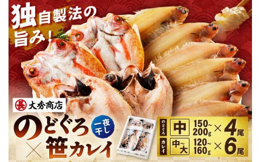 山陰浜田で創業40年大秀商店の「のどぐろ(中)と子持ち笹かれいの干物」魚介類 魚介 魚 セット 加工品 一夜干し 干物 干もの のどぐろ アカムツ 子持ち笹かれい 笹かれい 【038_1957】島根
