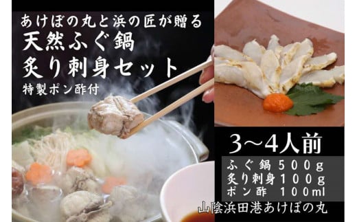 山陰浜田港 天然ふぐ鍋・炙り刺身セット 特製ポン酢付(3〜4人前) 魚介 鍋 ふぐ 刺身 たたき セット 鍋セット 鍋料理 海鮮鍋 【146_2034】島根県浜田市26000魚介・海産物鮮魚