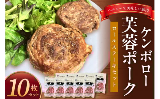 ケンボロー芙蓉ポーク ロールステーキセット(10枚) 豚肉 豚 ポーク ステーキ ロールステーキ 肩ロース スライス 【002_1968】島根県浜田市19000肉豚肉