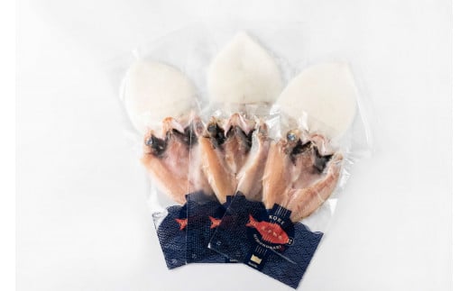 島根県浜田加工ノドグロと真イカの一夜干し合計6枚(約500g) 産地直送 干物 魚 天然 ボリューム アカムツ 白いか 焼くだけ【005_0145】島根県浜田市14000魚介・海産物干物
