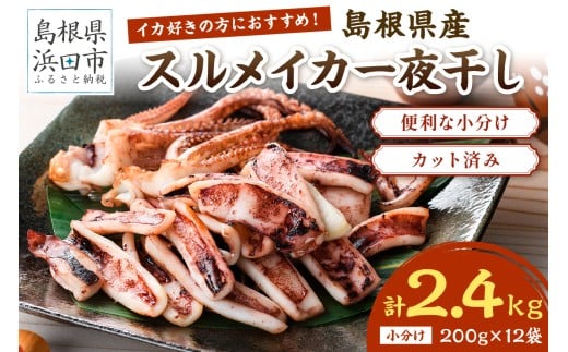 島根県産スルメイカ一夜干しカット済計2.4kg(小分け200g×12袋)産地直送 干物 一夜干し イカ 人気 大容量 小分け 国産 冷凍ストック 【005_2062】島根県浜田市30000魚介・海産物イカ・タコ・ウ