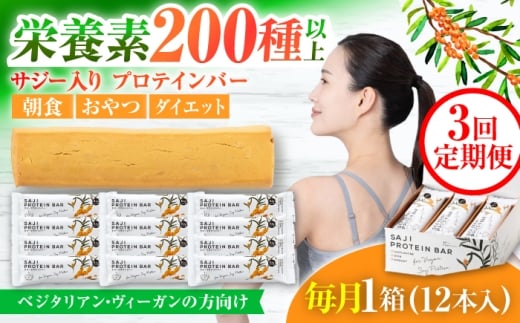 【3回定期便】サジープロテインバー 1箱 サジーとソイプロテインの低糖質バー 動物性不使用 保存料不使用 毎日の栄養バランス サジープロテインバー 豆 栄養食 朝食 岐阜市 / 宝島ジャパン