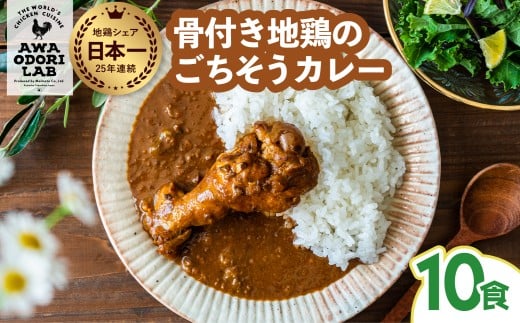 日本一地鶏 阿波尾鶏 骨つき地鶏のごちそうカレー 10人前セット カレー レトルト 阿波尾鶏 10食入り 阿波尾鶏のごちそうカレー 徳島 地鶏 あわおどり徳島県海陽町24000鍋セット・総菜・加