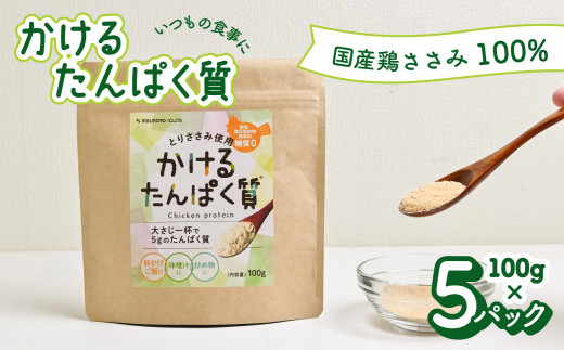 かけるたんぱく質 500g ささみ 粉末 国産 鶏ささみ ササミ 鶏ササミ たんぱく質 タンパク質 高たんぱく質 高タンパク質 プロテイン 100g×5パック 食塩不使用 食品添加物無添加 糖質ゼロ徳島県