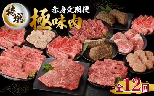 【定期便 12回】 【特撰】佐賀牛-赤身-極味肉定期便(毎月1回 計12回お届け) 佐賀牛 定期便 赤身 肉 スライス ステーキ すき焼き しゃぶしゃぶ 焼肉 ローストビーフ 国産 牛肉 モモ ハンバ