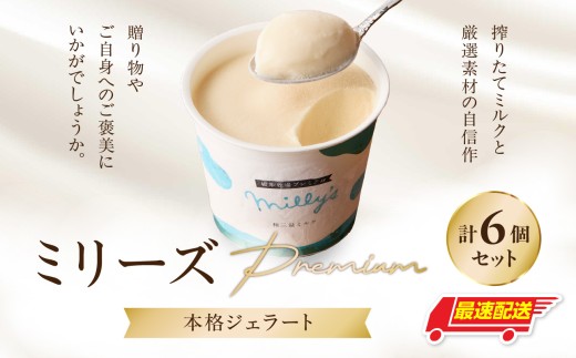 松本牧場ミリーズpremium 本格ジェラート(6個)全3種類 生乳 アイス カップサイズ 贅沢 ジェラート デザート スイーツ アイスクリーム 菓子 6個 セット 和三盆ミルク 熟成唐いも  金柑ミル