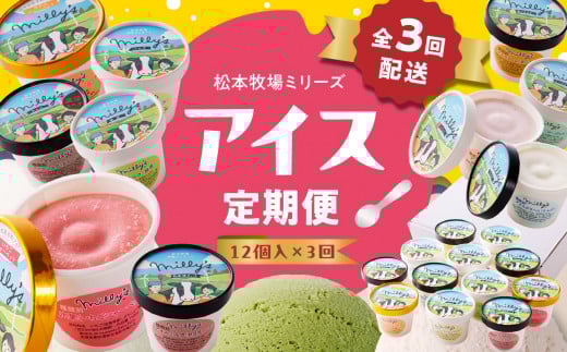 松本牧場アイス定期便(12個入り×3回) 〜本格ジェラート&シャーベット〜佐賀県玄海町48000菓子・スイーツアイス・ジェラート