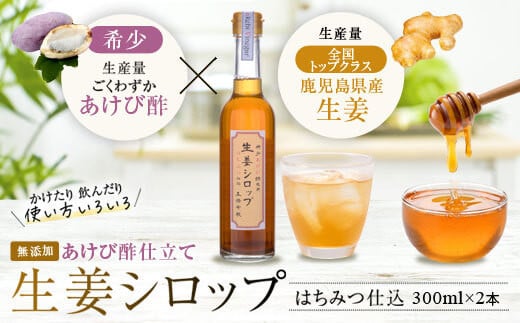 AS-413 薩摩川内生姜シロップ(はちみつ)稀少あけび酢使用 2本セット鹿児島県薩摩川内市14000調味料・油酢