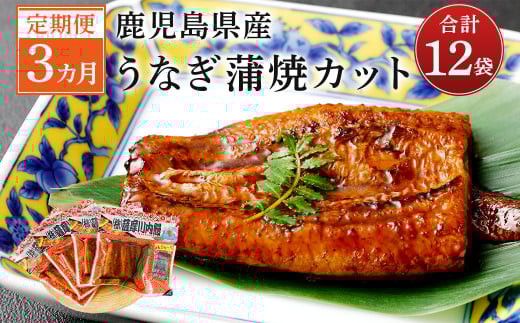 ES-202【3カ月定期便】 鹿児島県産うなぎ蒲焼きカット 約75g×4袋×3回 タレ付き鹿児島県薩摩川内市52000魚介・海産物うなぎ