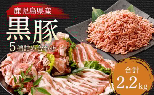 BS-129 鹿児島県産黒豚 5種詰合せ(約2.2kg)鹿児島県薩摩川内市21000肉豚肉