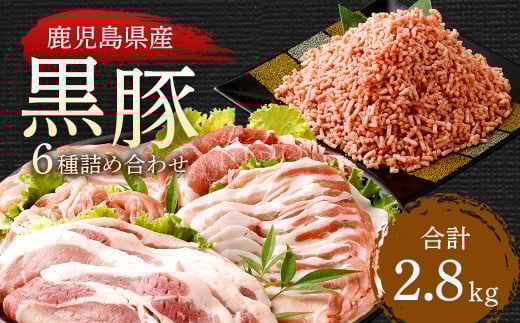 鹿児島県産黒豚 6種詰合せ(約2.8kg) 鹿児島 黒豚 豚肉 ロース バラ ミンチ 肩ロース とんかつ用 切り落とし セット BS-916鹿児島県薩摩川内市29000肉豚肉