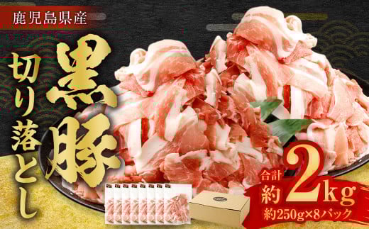 鹿児島県産黒豚 切り落とし 2kg(250g×8パック) 鹿児島 黒豚 切り落とし 小分け 豚肉 ウデ肉 肩肉 ASR-2165鹿児島県薩摩川内市10000肉豚肉