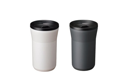 【京セラ】蓋付きタンブラー 350ml <クリームホワイト・ダークグレー> ペアセット (各1個) CERAMUG タンブラー 真空容器 保冷 保温 真空断熱 セラミック トラベルカップ KYOCERA BS-626-3鹿児島