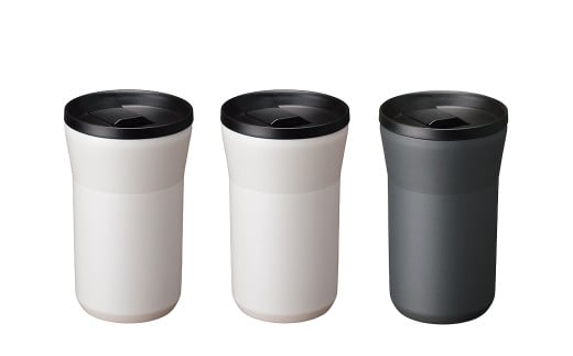 【京セラ】蓋付きタンブラー 350ml <クリームホワイト2個・ダークグレー1個> 計3個セット CERAMUG タンブラー 真空容器 保冷 保温 真空断熱 セラミック トラベルカップ KYOCERA CSR-609-1鹿児島県