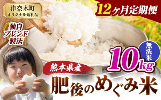 【12ヶ月定期便】無洗米 熊本県産 ブレンド米 肥後のめぐみ米 10kg 熊本県産 ふるさと納税 精米 米 こめ ふるさとのうぜい コメ お米 おこめ《11月から出荷開始》熊本県津奈木町270000米・パン