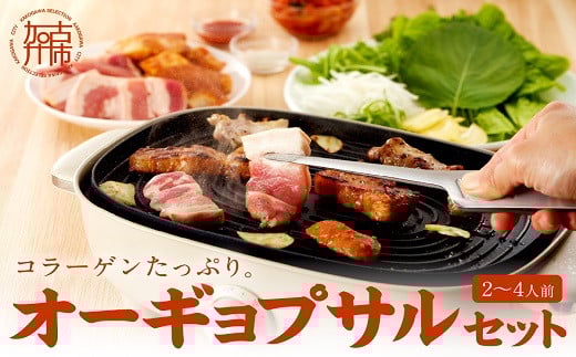 【コラーゲンたっぷり!】オーギョプサル(皮付豚肉)味噌、塩セット(2〜4人前)《 肉 豚肉 豚 オーギョプサル 自家製キムチ 巻き野菜付き セット 》【2302A09911】兵庫県加古川市20000肉豚肉
