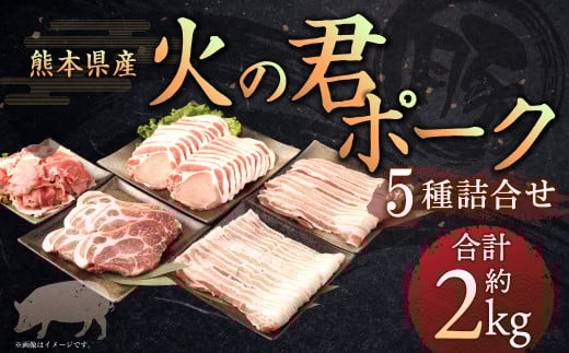 熊本県産 火の君ポーク? 詰合せ 計約2kg 豚肉 肉 ブランド豚 豚こま ロース 肩ロース バラ 生姜焼き 焼肉 冷凍熊本県熊本市10000肉豚肉