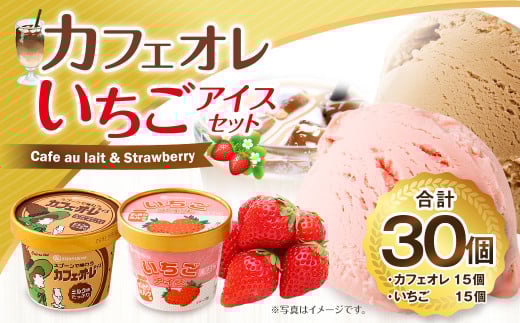 弘乳舎 カフェオレアイス 15個 いちごアイス 15個 セット 合計30個 合計3.3L 【2025年3月下旬以降発送開始予定】 アイスミルク カップアイス アイス 大容量 ファミリーパック熊本県熊本市10000菓