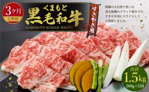 【3回定期便】くまもと黒毛和牛 すきやき用 500g 計約1.5kg【モモ・ウデ等】(N02R3)熊本県熊本市60000肉牛肉