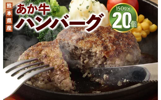熊本県産あか牛ハンバーグ 計約3kg 約150g×20個熊本県熊本市33000肉牛肉