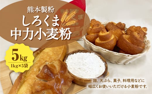 熊本製粉 しろくま中力小麦粉 1kg×5袋 計5kg 小麦粉 中力小麦粉 国産 国産小麦 小麦 料理 家庭用熊本県熊本市6000鍋セット・総菜・加工食品その他 鍋セット・総菜・加工食品