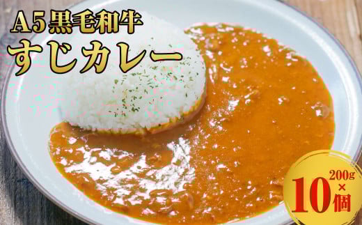 A5黒毛和牛すじカレー 10個入(200g?10個) カレー  レトルト 牛すじ熊本県熊本市20000肉牛肉