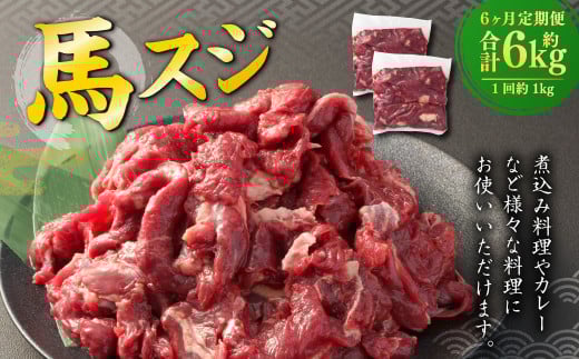 【6ヶ月定期便】 馬スジ 1kg (500g×2パック) 計6kg 馬肉 馬 お肉 肉 おかず 冷凍熊本県熊本市60000肉ジビエ