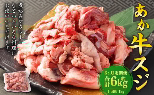 【6ヶ月定期便】 あか牛スジ 1kg (500g×2パック) 計6kg あか牛 牛肉 牛 お肉 肉 おかず 冷凍熊本県熊本市60000肉牛肉