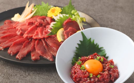 【3ヶ月定期便】 赤身馬刺し・馬さくらユッケセット 200g+150g 計1.05kg 馬刺し 馬刺 ユッケ 馬肉 馬 お肉 肉 冷凍熊本県熊本市48000肉ジビエ